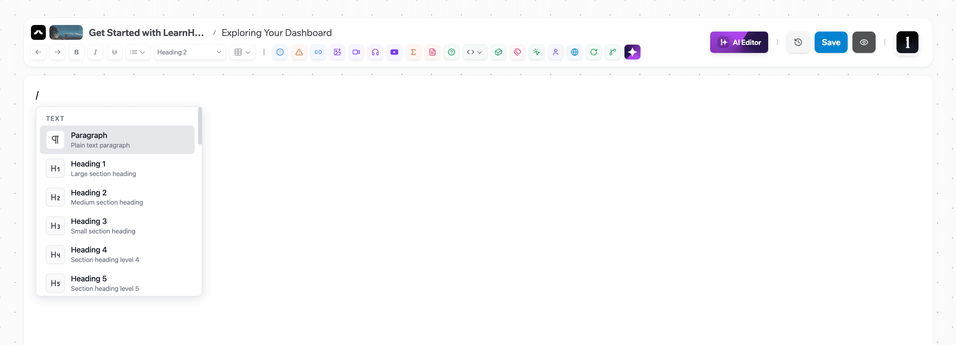 Anteprima dell'editor